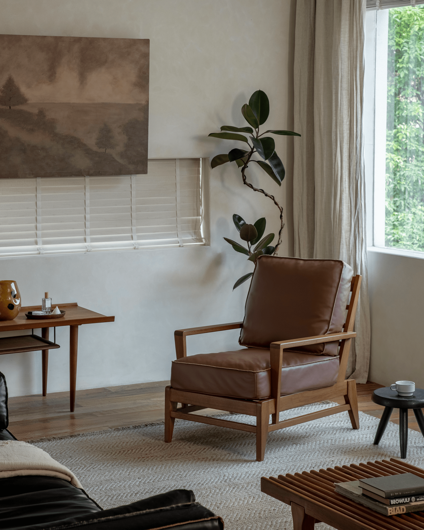 Fauteuil de salon en cuir René