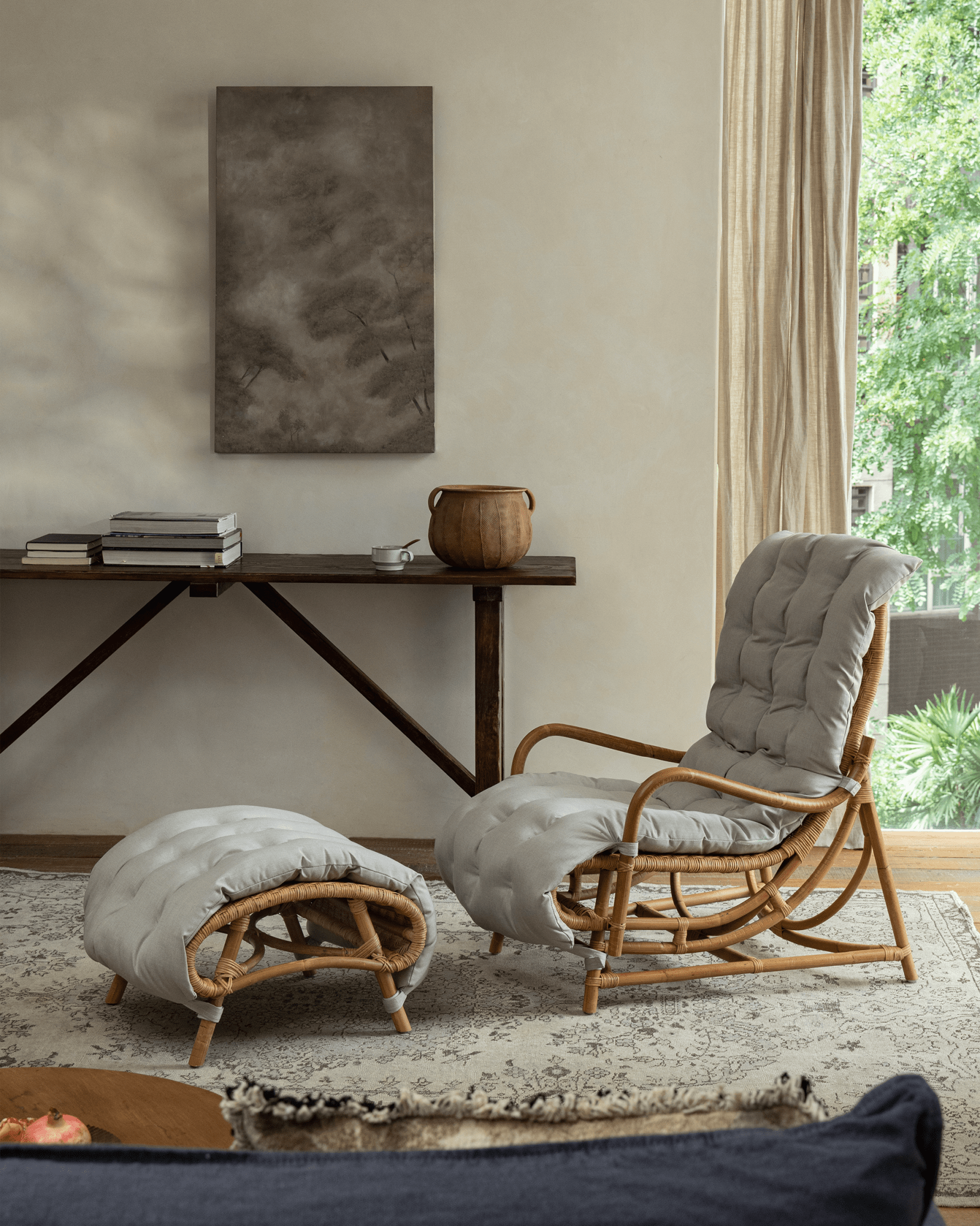 Chaise longue en rotin Nalgae