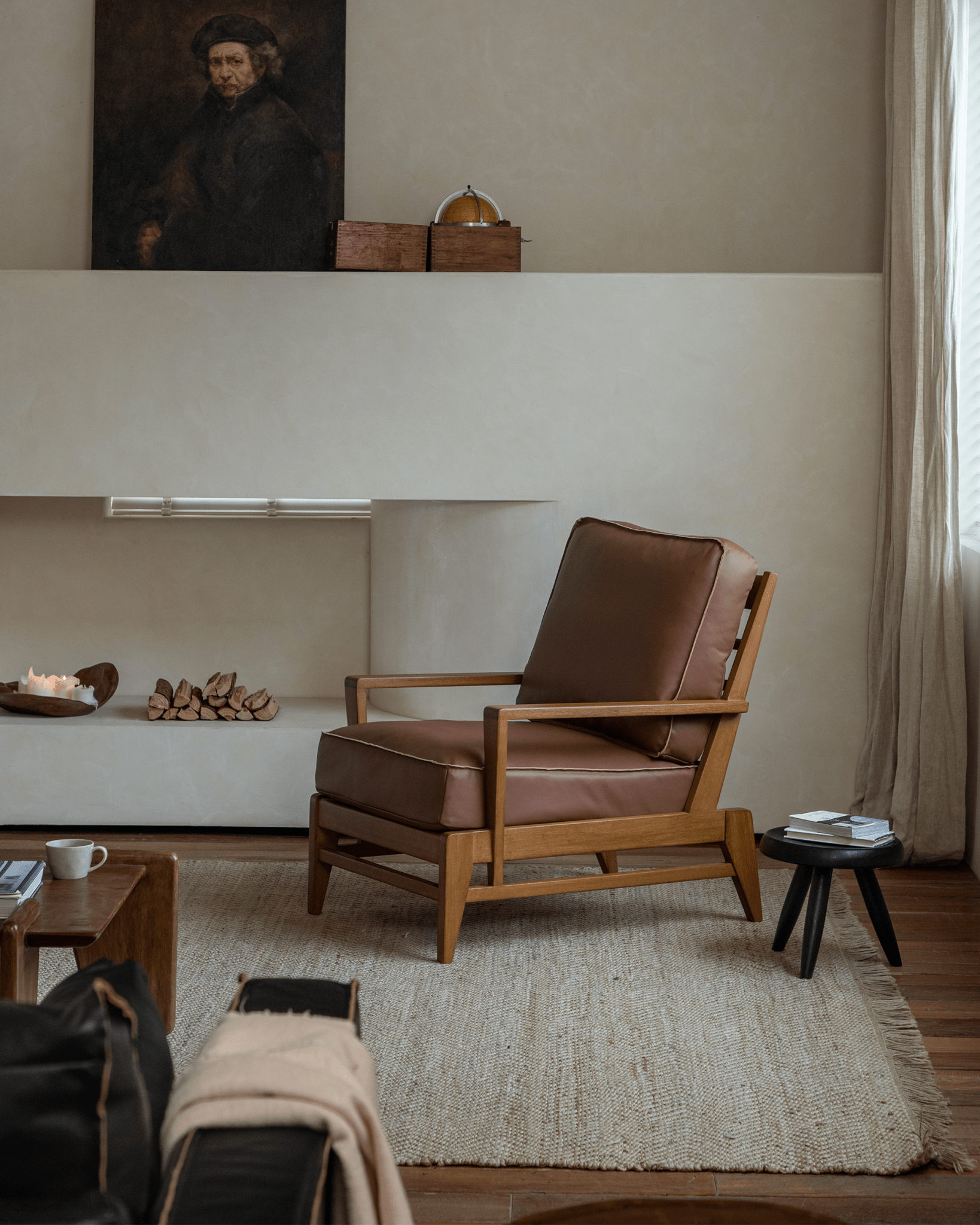 Fauteuil de salon en cuir René