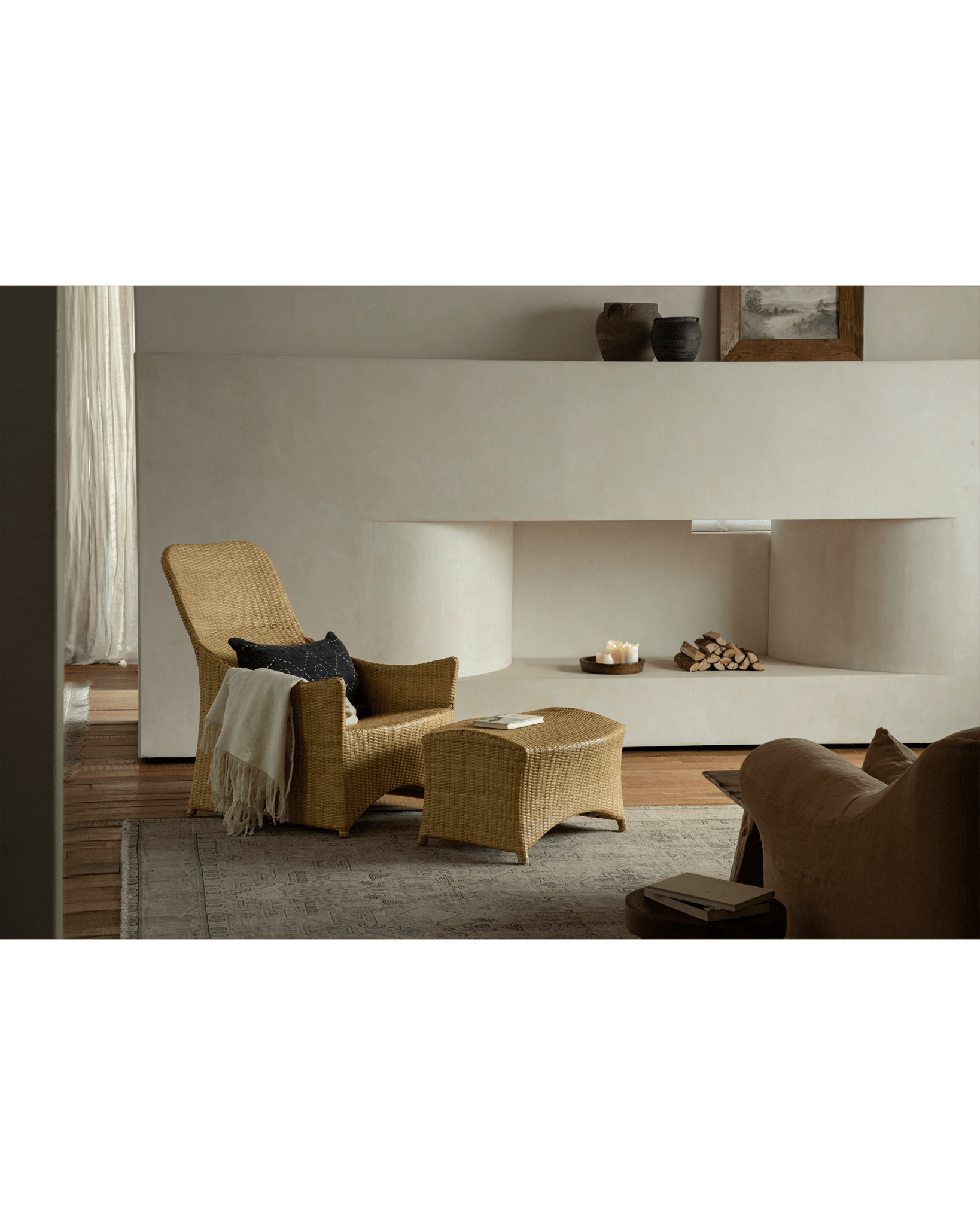 Chaise longue en rotin Slide