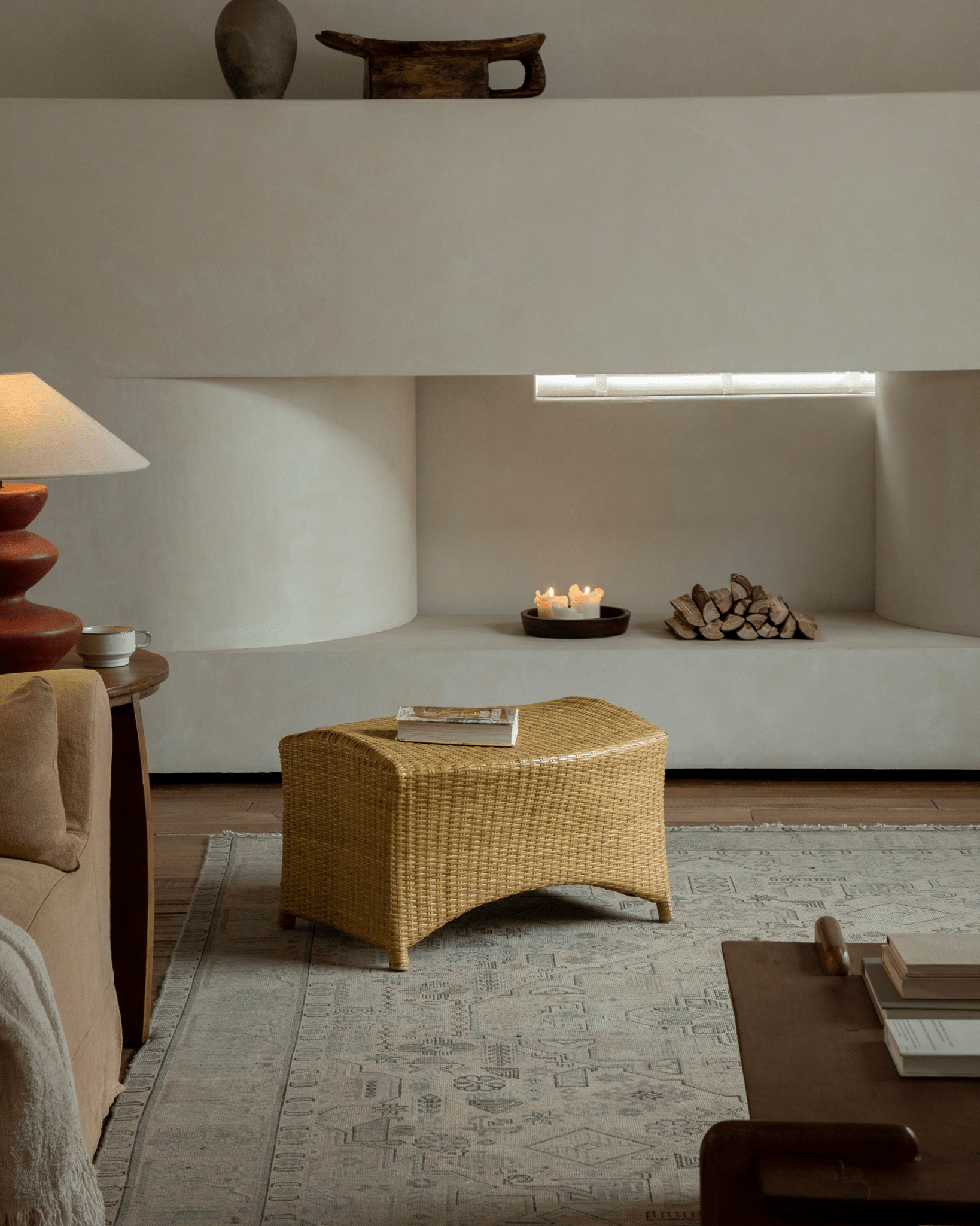 Chaise longue en rotin Slide