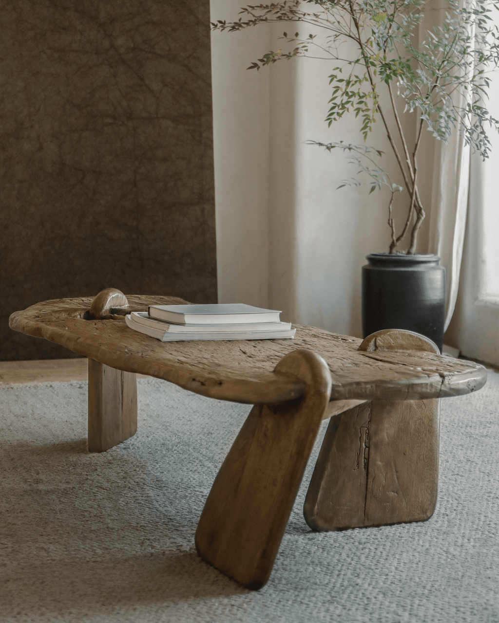 Table basse rustique en bois flotté