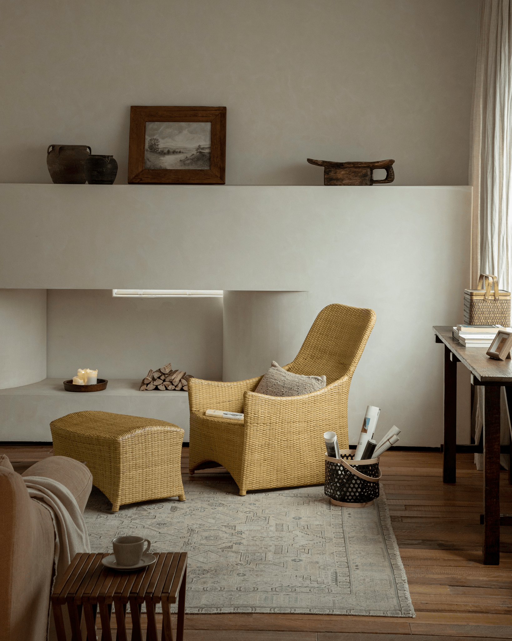 Chaise longue en rotin Slide