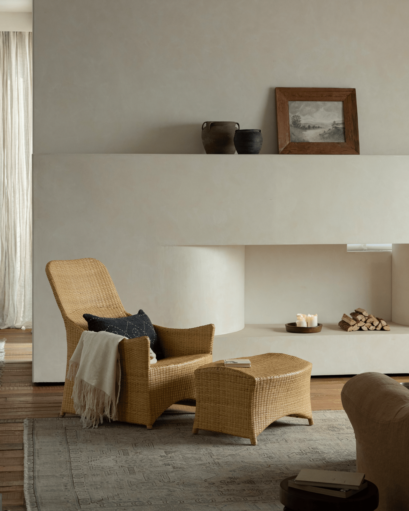 Chaise longue en rotin Slide