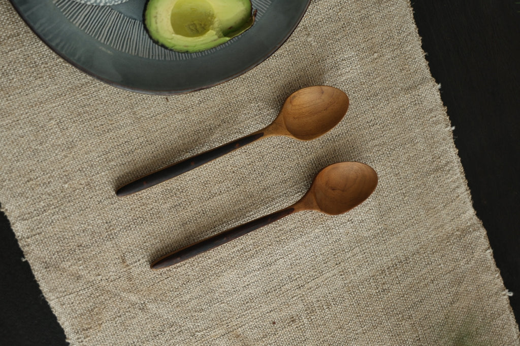 Cuillère de table avec manche en bois d'ébène (2 pièces)